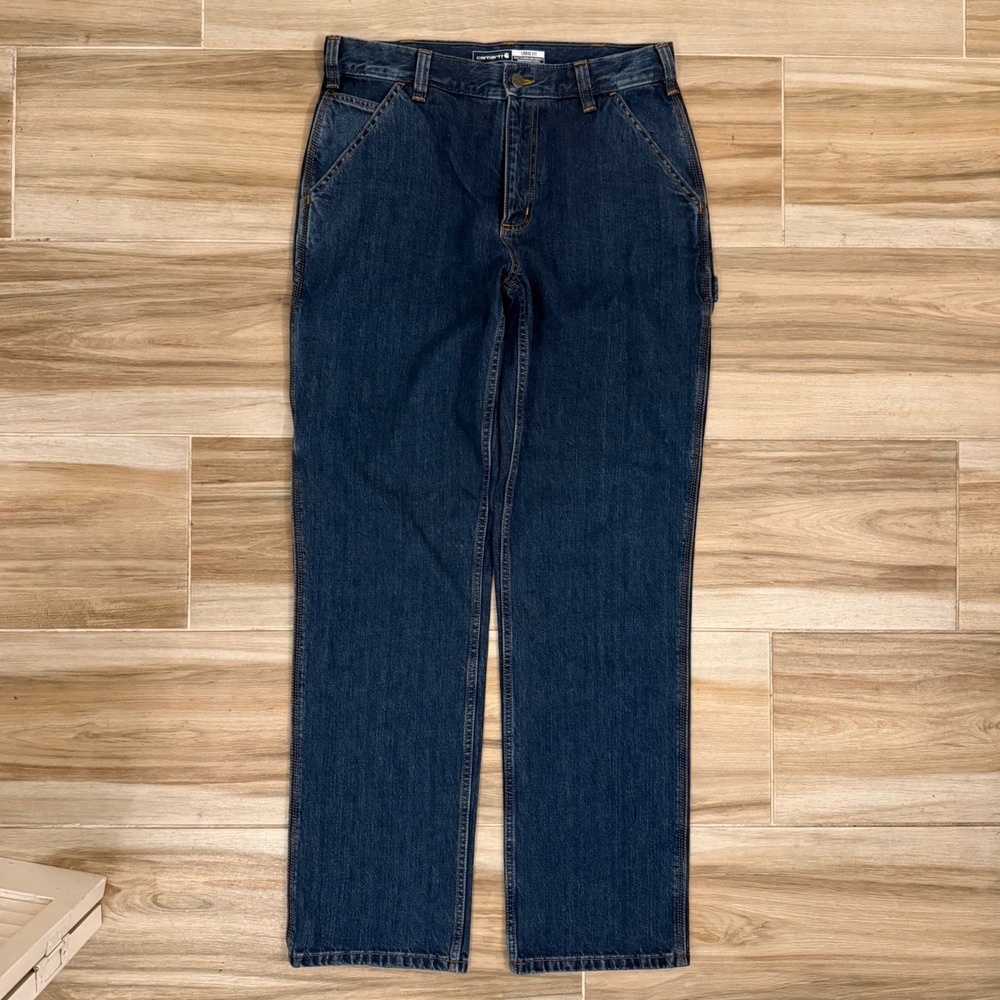 Carhartt Mens Loose Fit Utility Jeans Dark Wash Denim BD4941-M 32x34 NWT - Picture 3 of 8